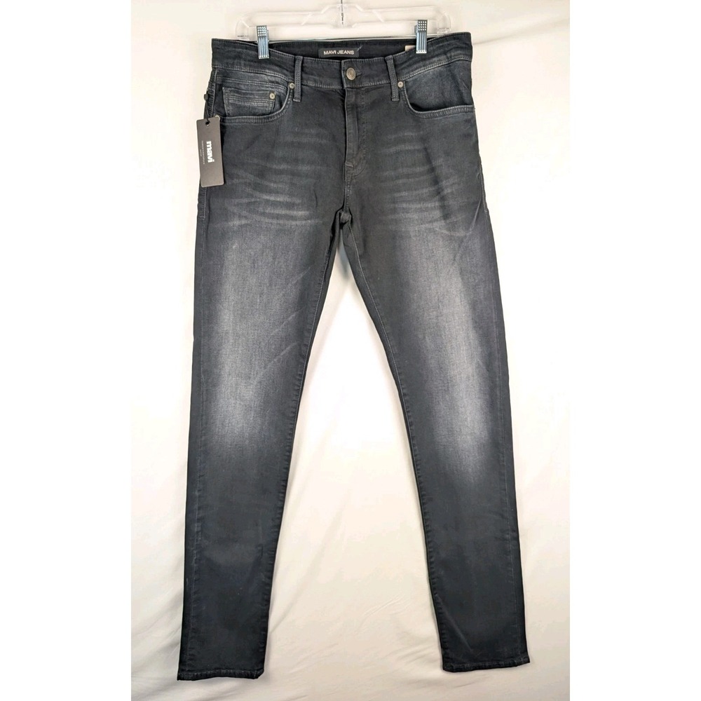 Mavi Jake Slim Skinny Leg Jeans Mens 33x36 Dark Grey Washed Denim NWT